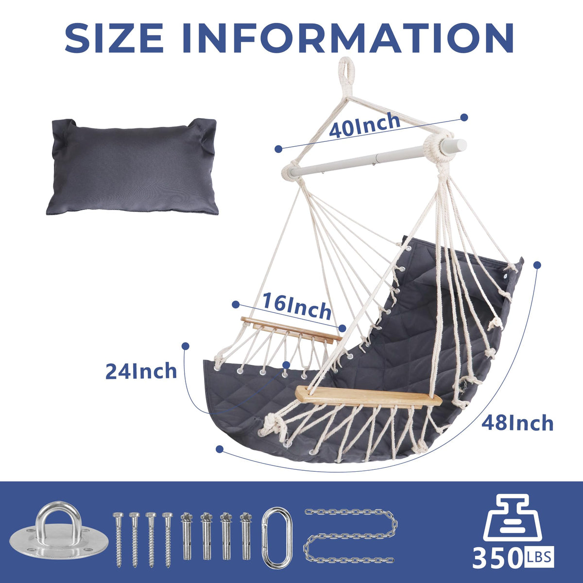 ROOITY hammock chair back pillow adjustable for neck comfort