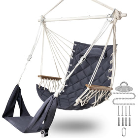 ROOITY patio swing chair with adjustable footrest for customizable outdoor comfort