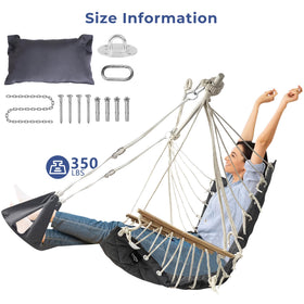 ROOITY quilted fabric hammock chair showcasing ergonomic support for lounging