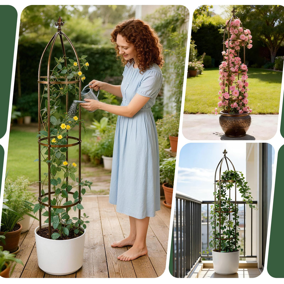 ROOLLYA easy-install obelisk adds vertical growing space for plants.