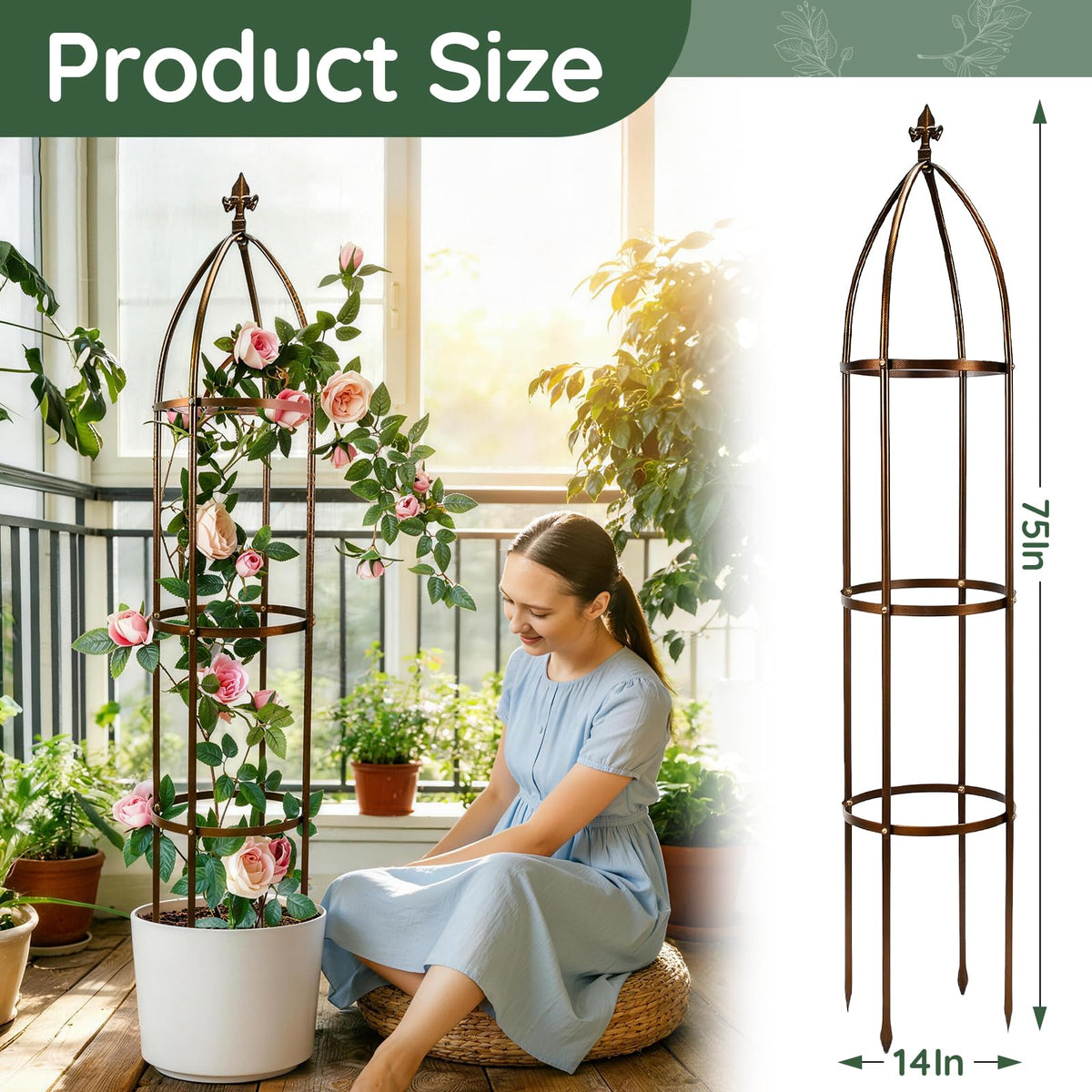 ROOLLYA rose trellis for climbing plants supports vines and roses.