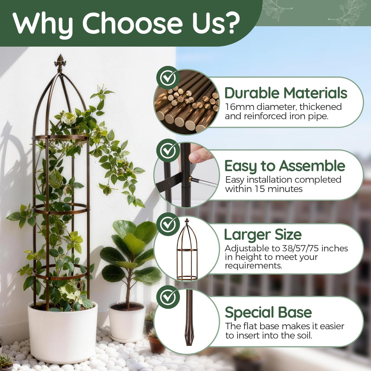 ROOLLYA sturdy plant support trellis keeps tomatoes and cucumbers tidy.