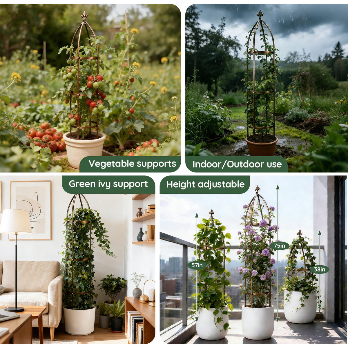 ROOLLYA weather-resistant epoxy-coated trellis withstands outdoor conditions.
