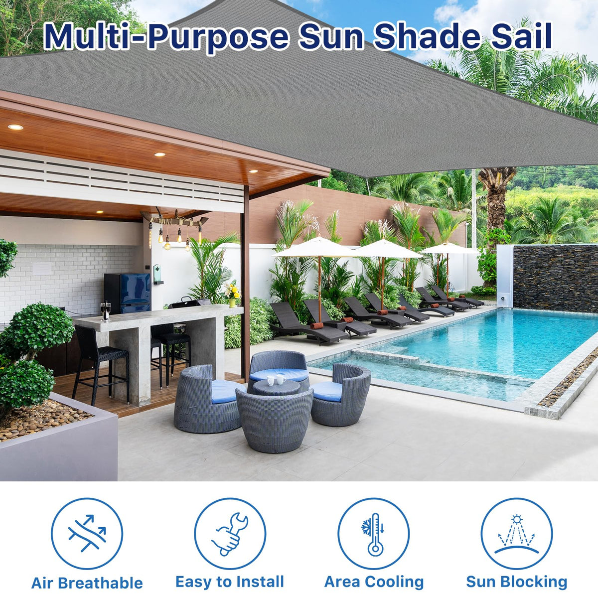 RoomHacks breathable high-density polyethylene fabric provides UV protection and airflow.