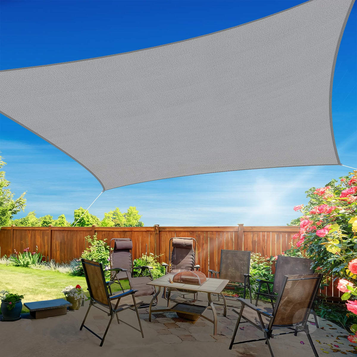 RoomHacks sun shade sail panel shows grey fabric for patio shade and cooling.