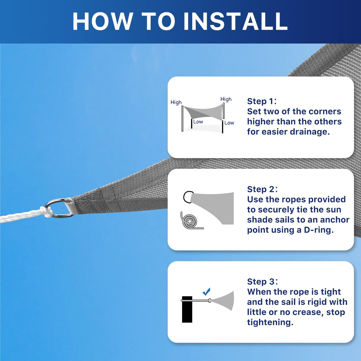 RoomHacks tear-resistant corners reinforced with stainless steel D-rings.