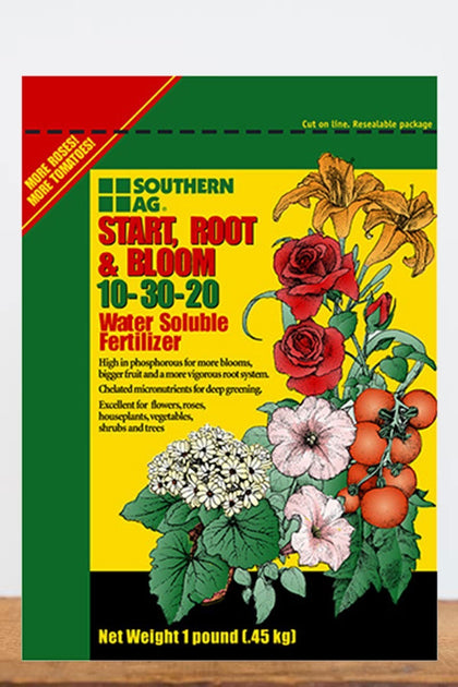 Root 98 Warehouse Southern Ag Start Root & Bloom fertilizer supports root growth and flowering.