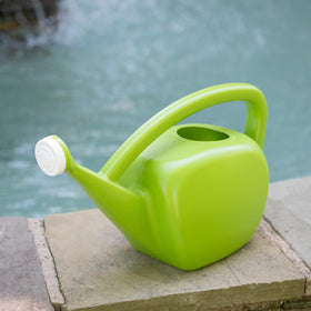 Root & Vessel watering can with long handle and spout for easy pouring.