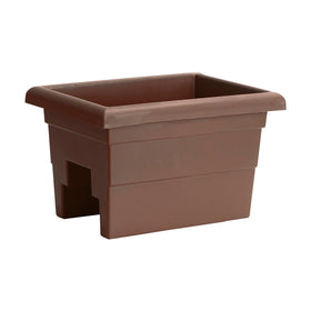 Root & Vessel Countryside Rail Planter brown front view on railing for compact balcony gardening