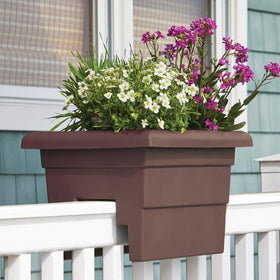 Root & Vessel Countryside Rail Planter on a rail, ideal for herbs and small plants