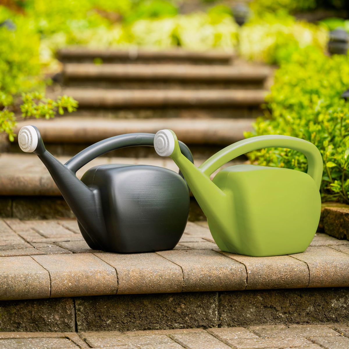 Root & Vessel USA-made green watering can for indoor and outdoor use.