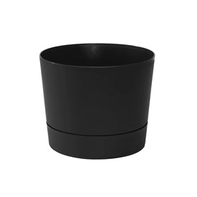 Root & Vessel Majestic low-profile matte-black pot with a sleek finish for modern interiors.