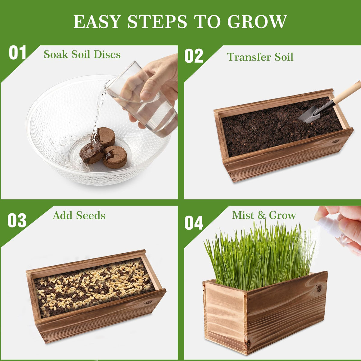 ROOTCRAFT wooden planter blends with home decor while growing grass