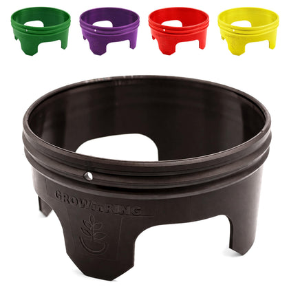 Rooted Promise 7-inch solid planting ring in use directing water to roots for deeper moisture