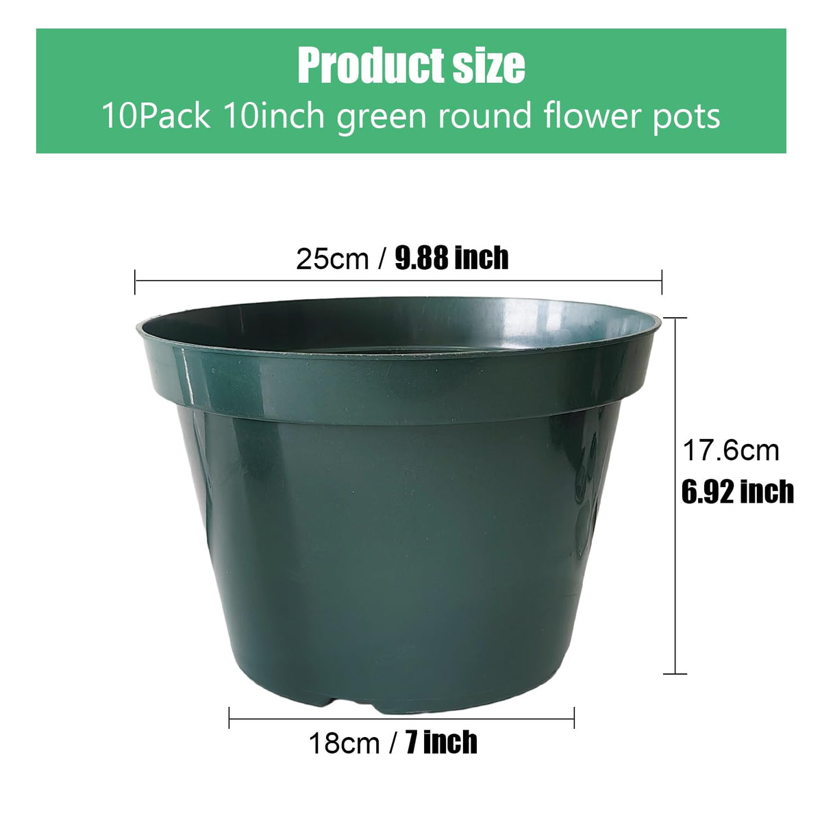 RooTrimmer 10-pack green planter pots set for bulk herb and flower projects.