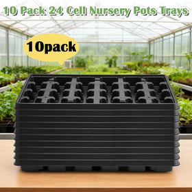 RooTrimmer 10-pack stacked demonstrates easy transport of multiple seedlings at once.