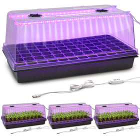 RooTrimmer 1020 trays with grow light dome for reliable seed germination