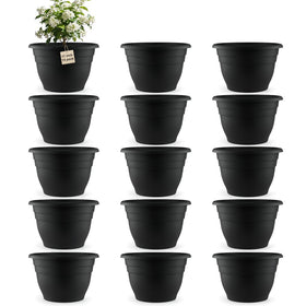RooTrimmer 11-inch black pot with drainage holes for healthy plant care.
