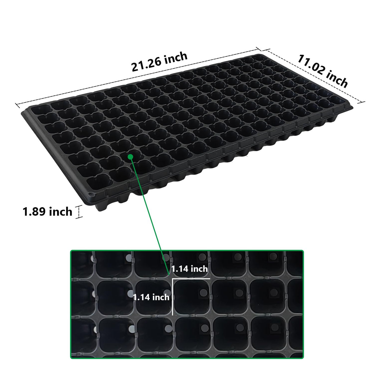 RooTrimmer 128-cell tray fits standard 1020 trays for easy transplanting.