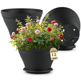 RooTrimmer 12-Inch pot set with saucers for easy indoor plant care