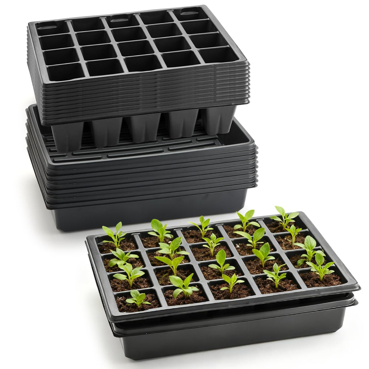 RooTrimmer 2.5-inch square pots ready for seed germination and transplanting