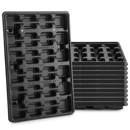 RooTrimmer 24-cell tray front view shows 3-inch pot slots ideal for seed starting.