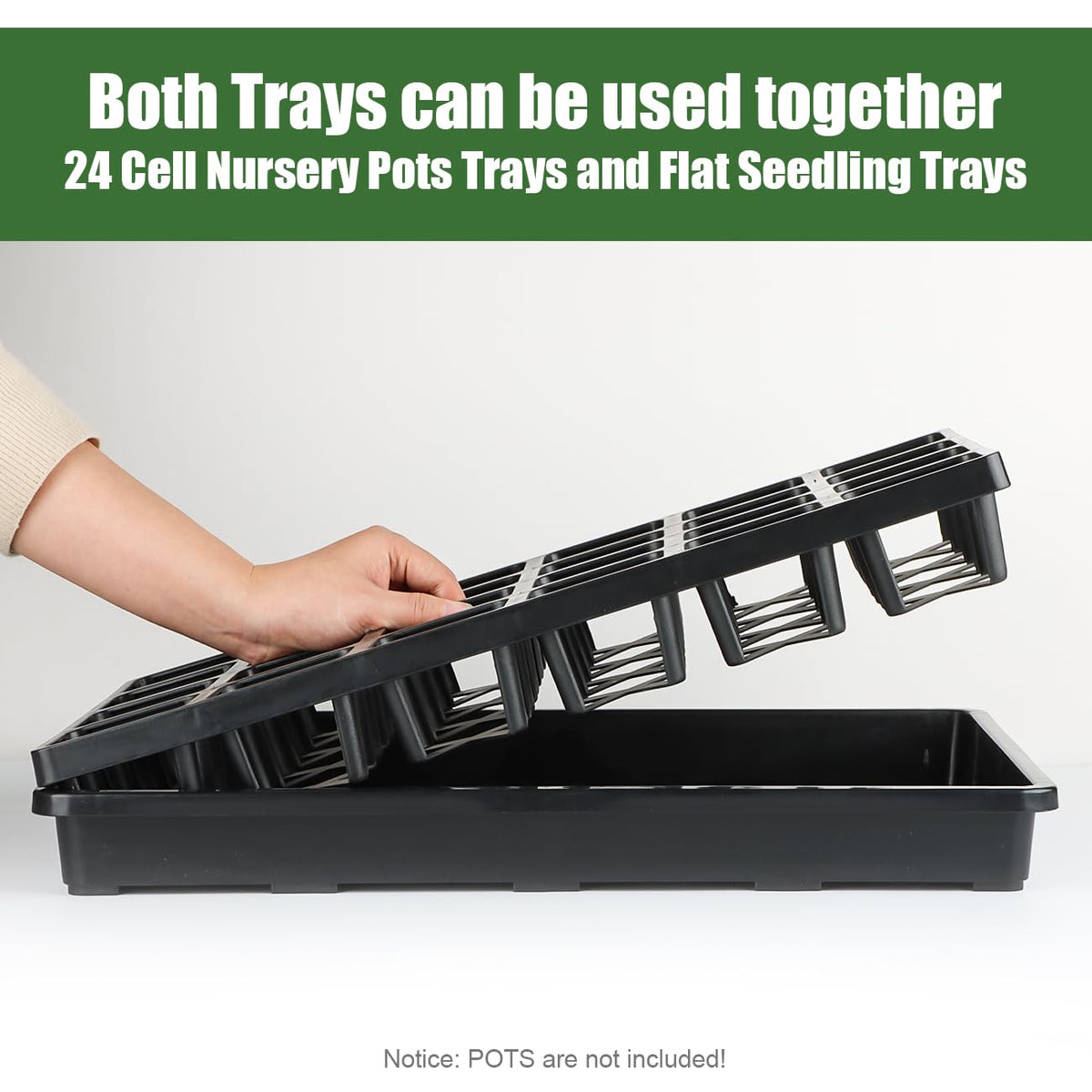 RooTrimmer 24-cell seedling flat tray, versatile for microgreens.
