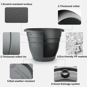 RooTrimmer 3-pack gray planters arranged for a cohesive patio garden.