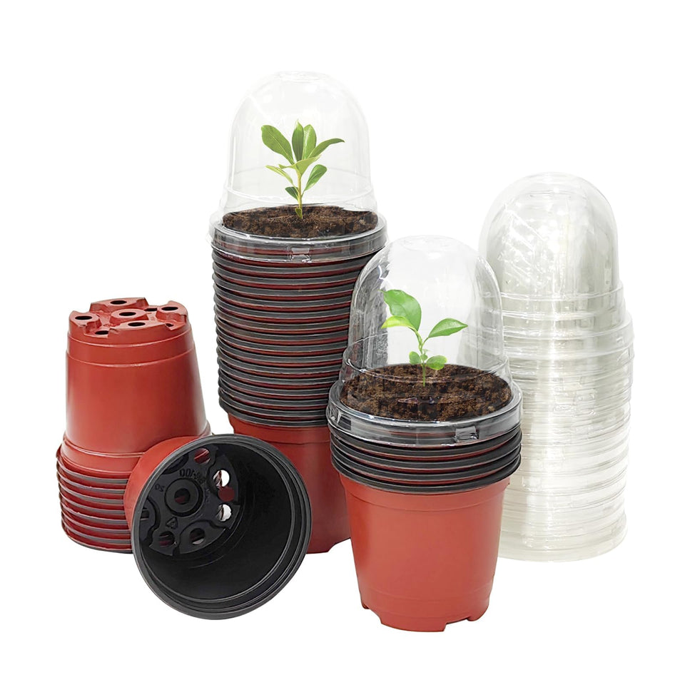 RooTrimmer 4-inch red nursery pot, sturdy for seedling starts.