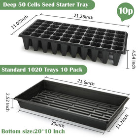 RooTrimmer 50-cell deep tray with large cells for robust seedlings.