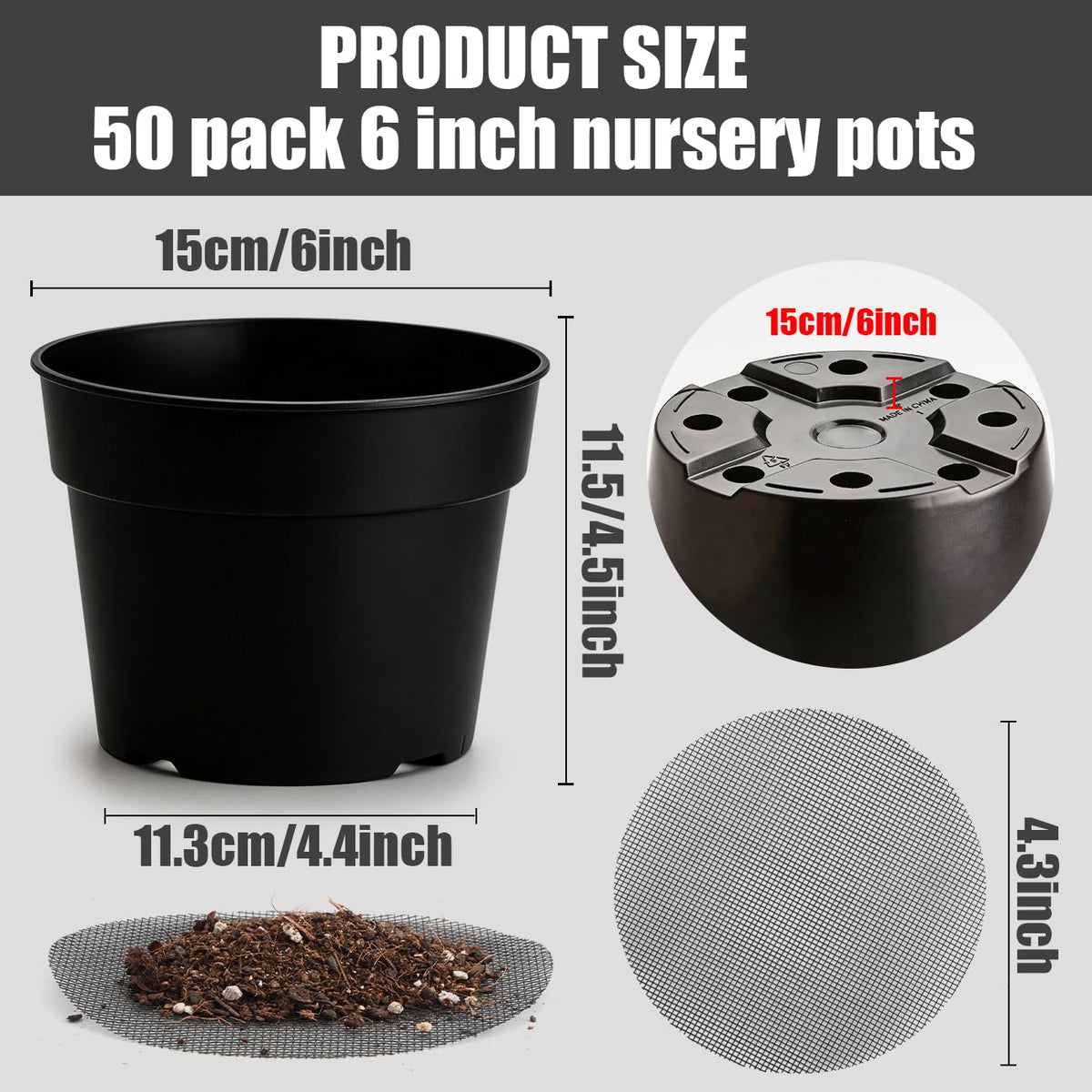 RooTrimmer 6-inch pot side view shows durable bottom and drainage.