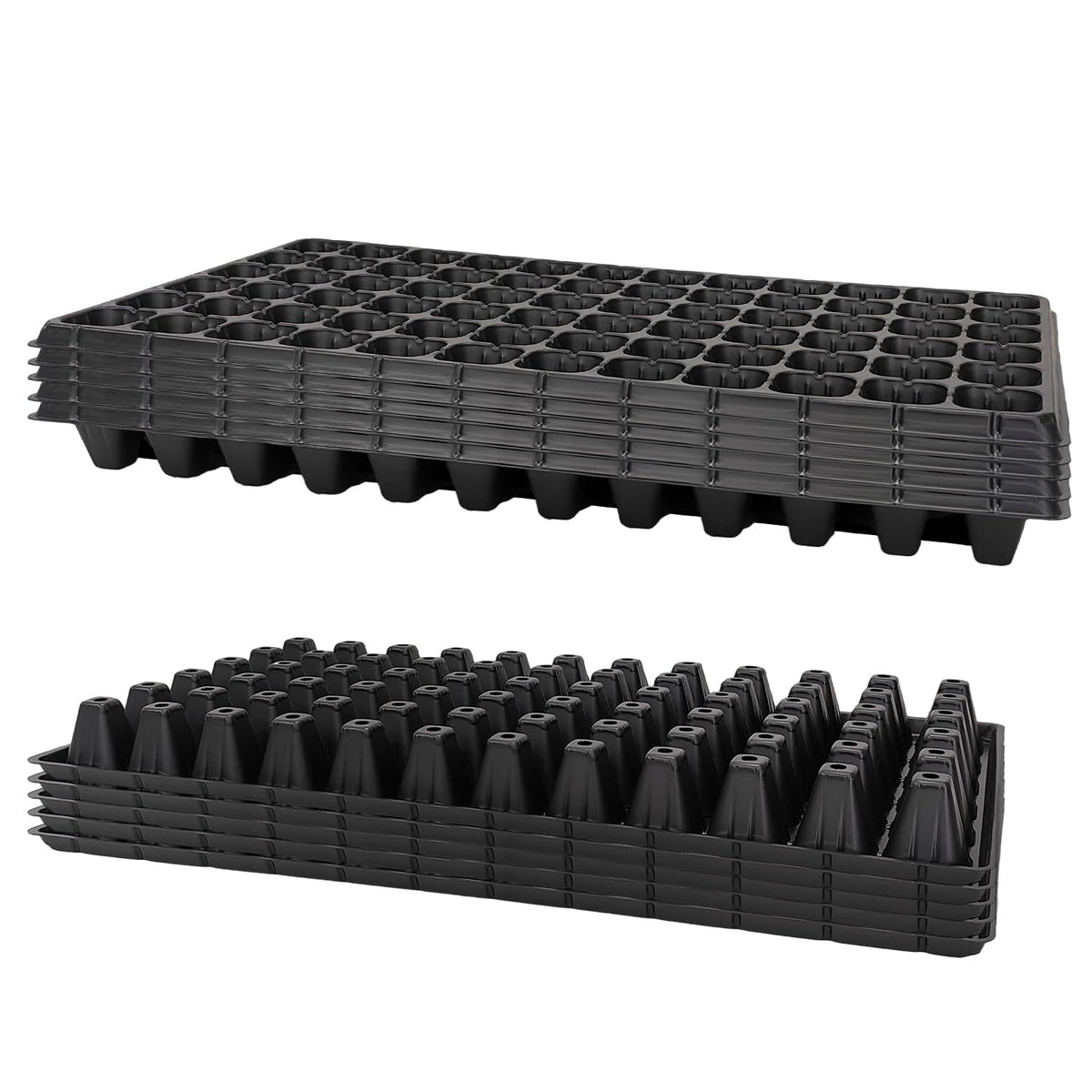 RooTrimmer 72-cell seed tray overview, showcasing durable plastic ready for reuse