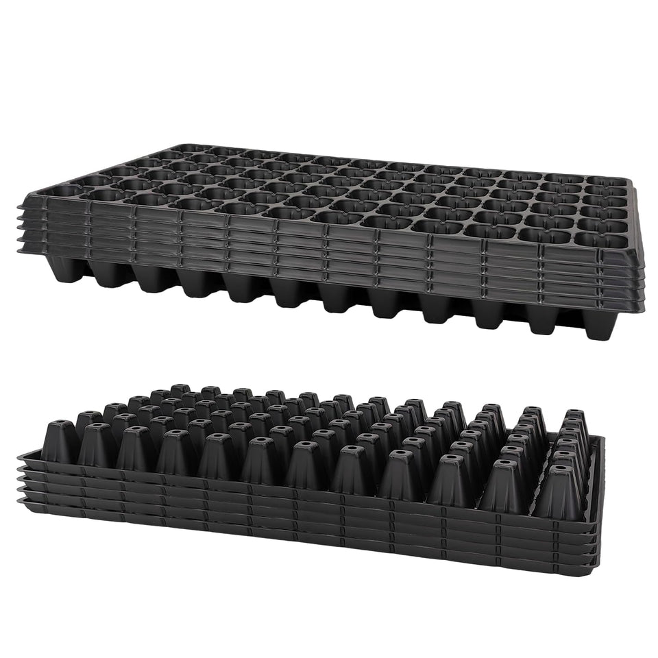 RooTrimmer 72-cell seed tray overview, showcasing durable plastic ready for reuse