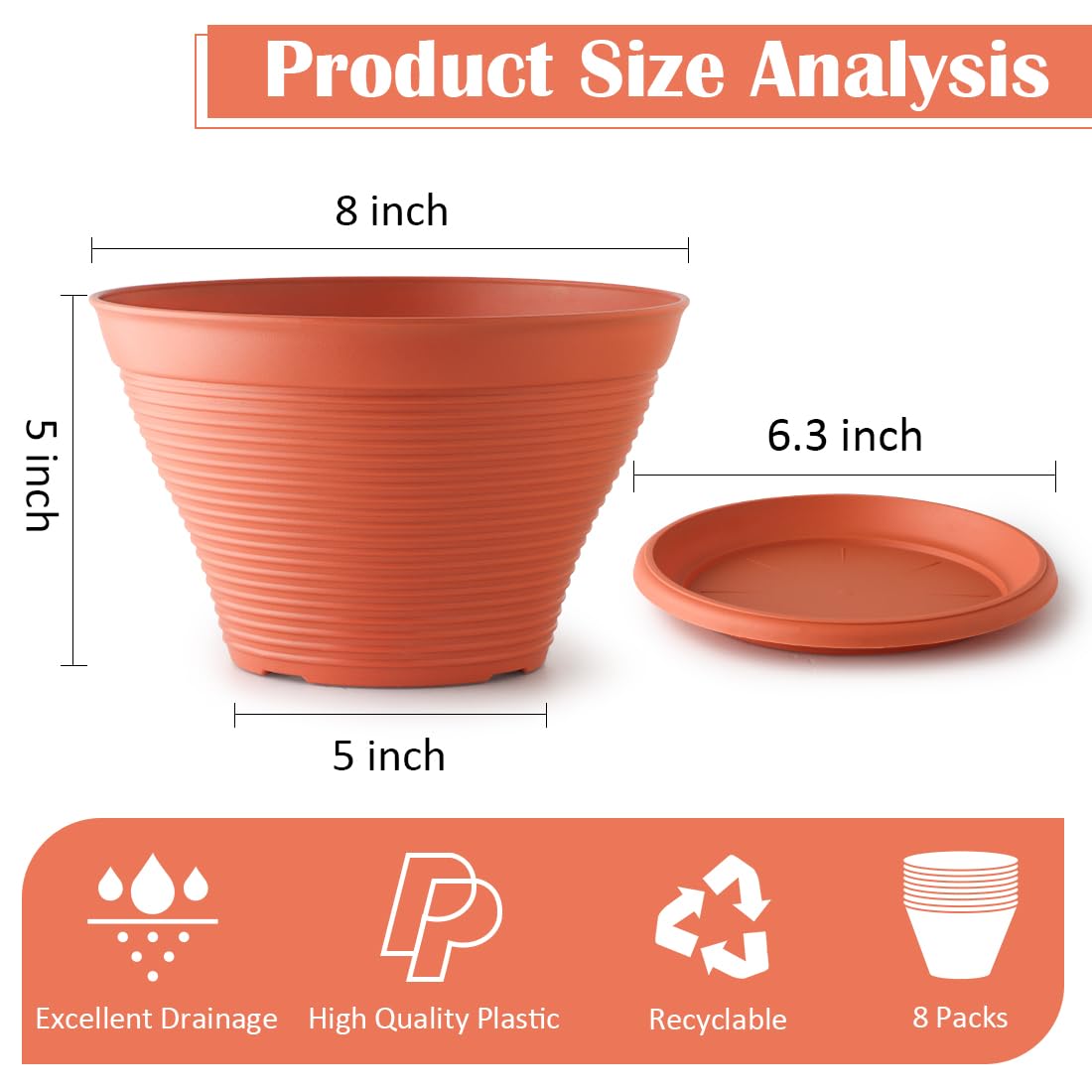 RooTrimmer 8 inch pot side view red ideal for space-saving balcony gardens