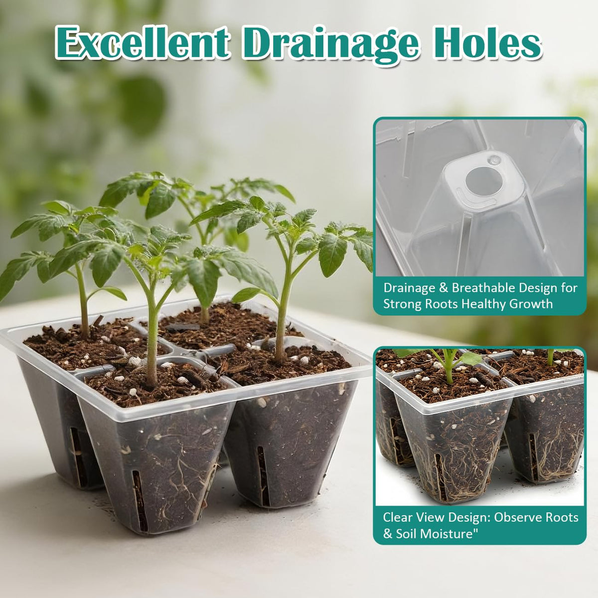 Open base design allows gentle seedling removal