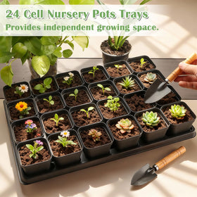 RooTrimmer BPA-free plastic construction supports reusable seed starting trays.