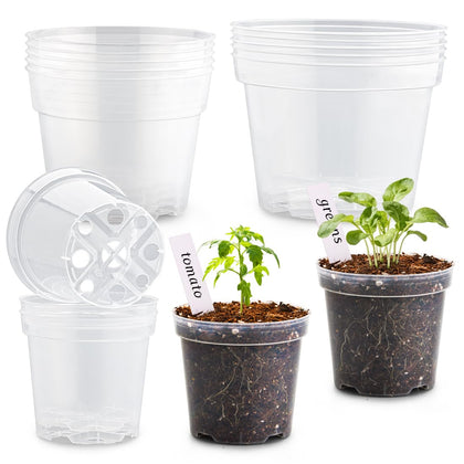 RooTrimmer clear 4-inch nursery pot top view for easy seedling monitoring.