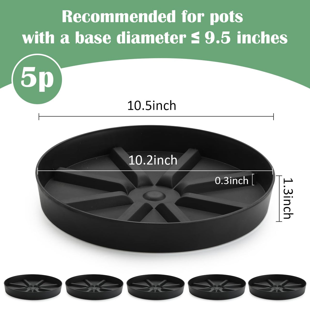 RooTrimmer deep-water catch saucer holds overflow, protecting floors and furniture.
