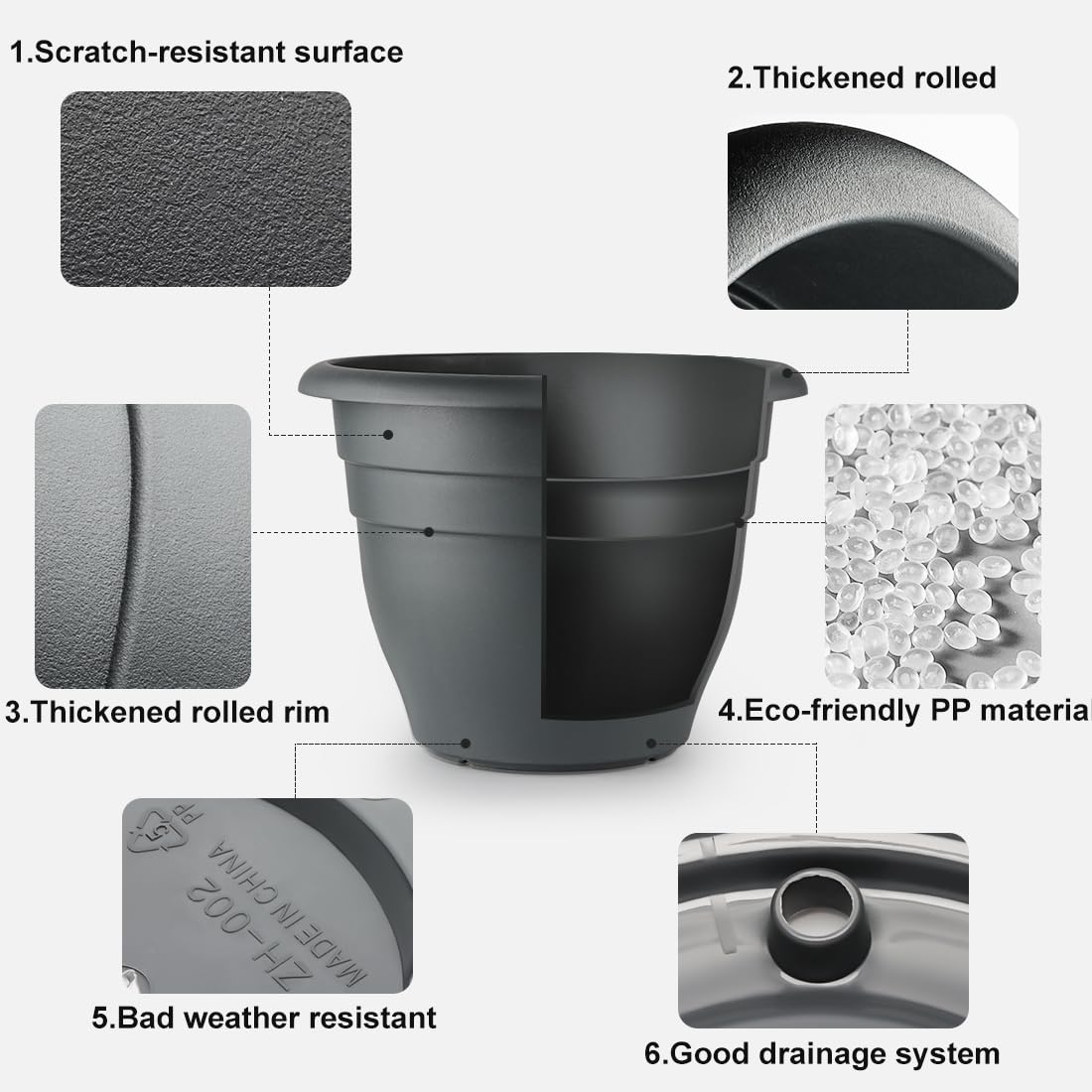 RooTrimmer detachable catch tray keeps floors dry during watering.