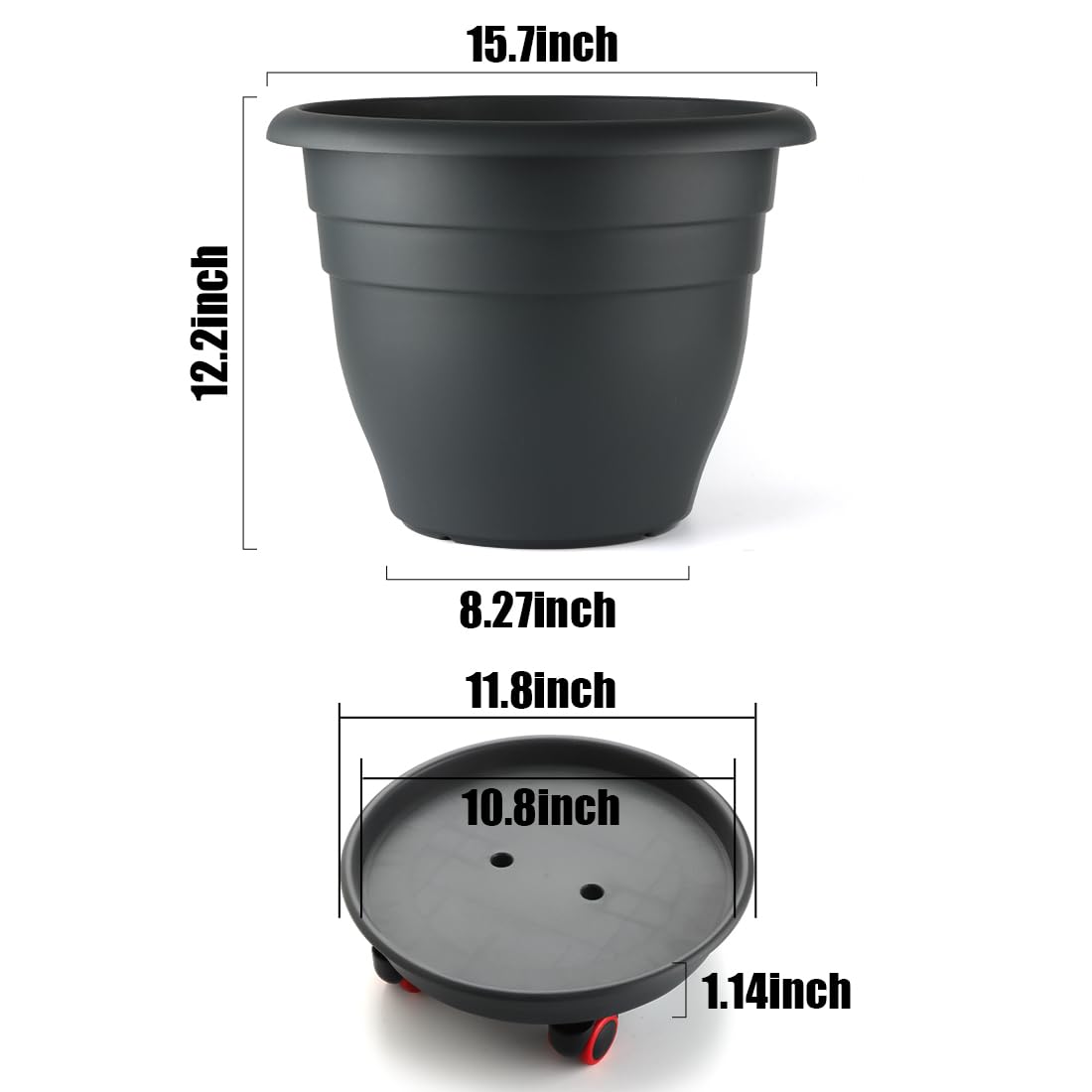RooTrimmer drainage holes promote healthy root drainage in large pots.