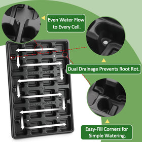 RooTrimmer dual drainage holes aid in preventing overwatering.