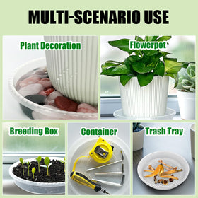 RooTrimmer five-pack 8-inch saucers offer affordable, reliable protection for pots