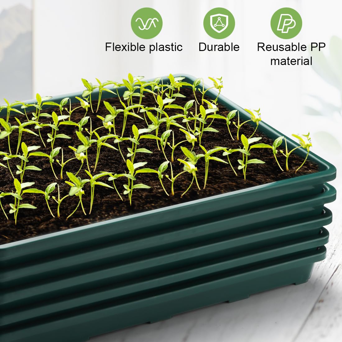 Flat, leak-free design eases moving pots with the carry tray.
