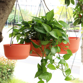 RooTrimmer hanging planter 10-inch matte orange for versatile decor.