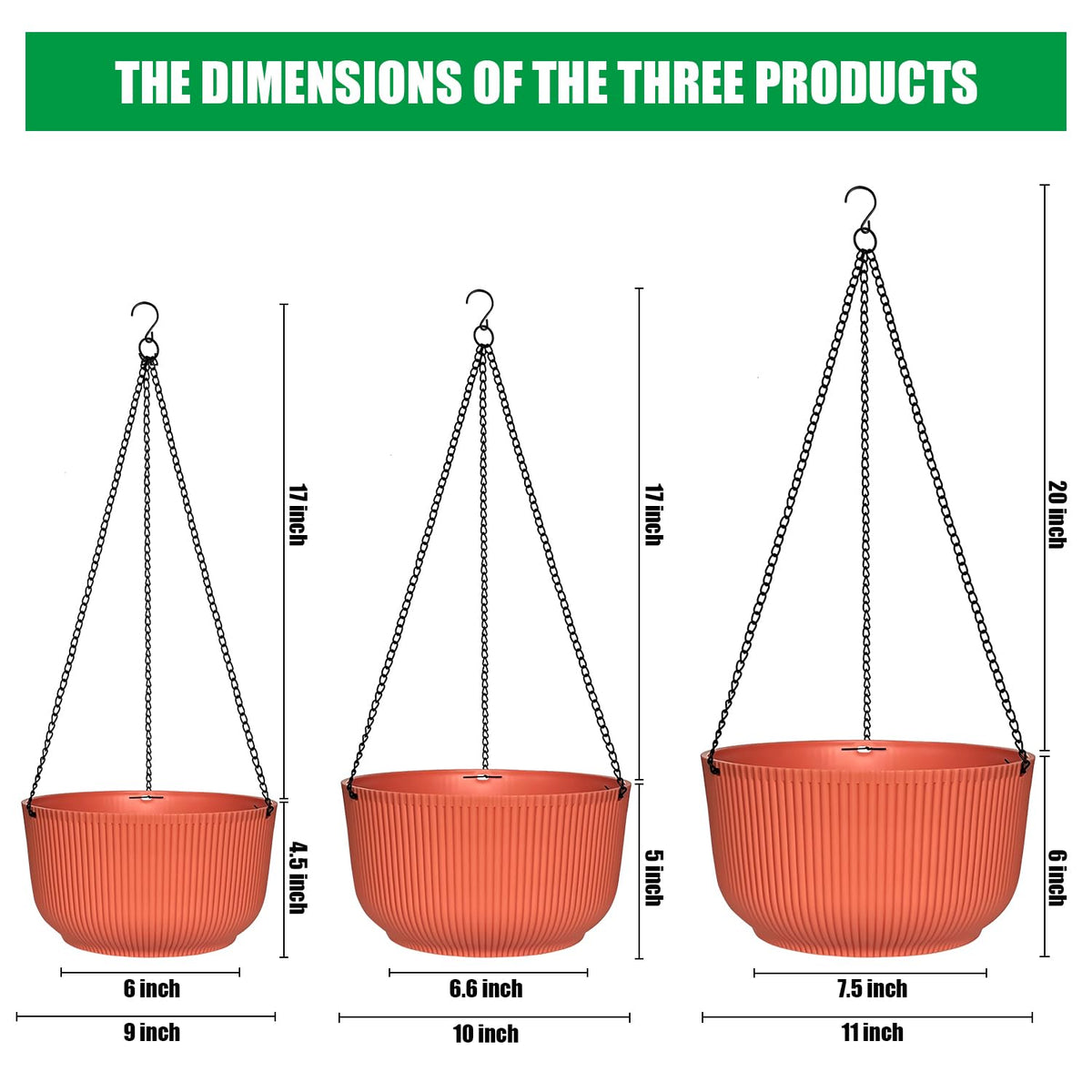 RooTrimmer hanging planter 11-inch matte orange supports larger setups.