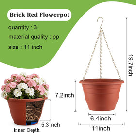 RooTrimmer hanging planter chain assembly secured for balcony or porch display