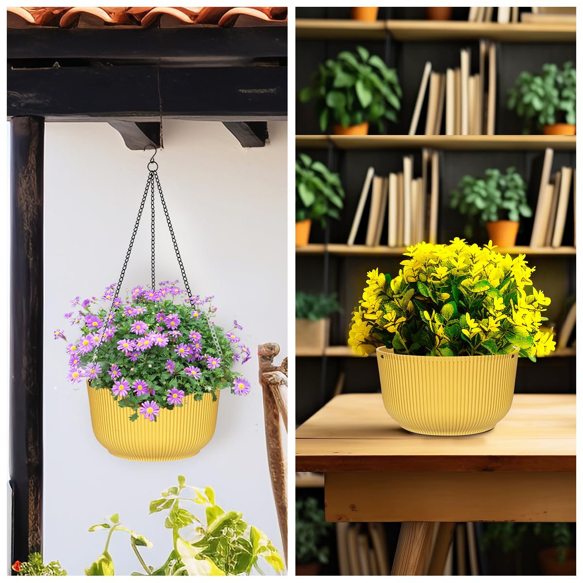 RooTrimmer planter with detachable chain enables flexible indoor or outdoor hanging.