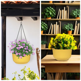 RooTrimmer planter with detachable chain enables flexible indoor or outdoor hanging.