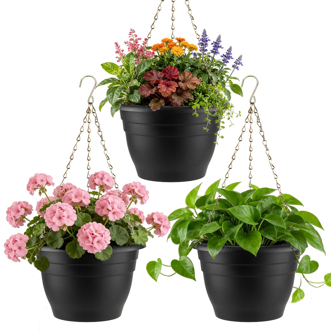 RooTrimmer 11-inch hanging planter trio for flexible indoor-outdoor display