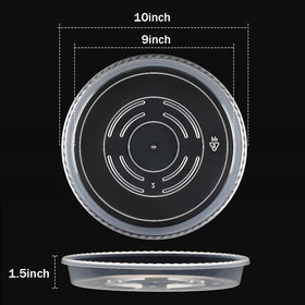 RooTrimmer heavy-duty 10-inch plant saucer supports large pots.